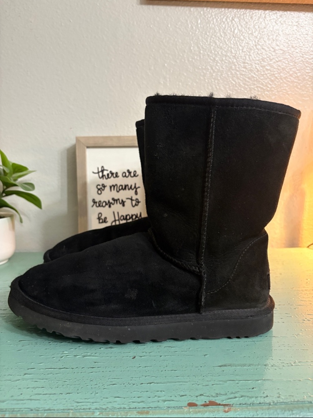 UGG Black Suede Mid-Calf Classic Boot